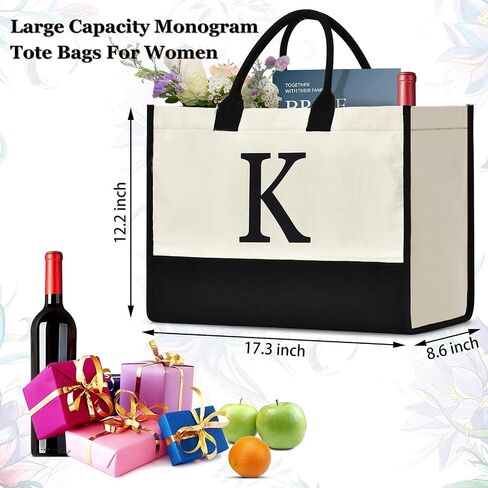 Gifts For Women Personalized Initial Tote Bag Birthday Gifts For Women Her Mom Teacher Friend Sister Christmas Gifts in Kuwait