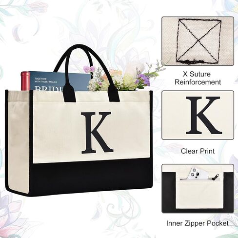 Gifts For Women Personalized Initial Tote Bag Birthday Gifts For Women Her Mom Teacher Friend Sister Christmas Gifts in Kuwait