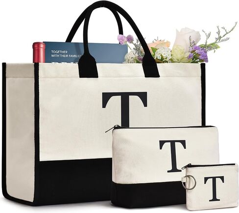Gifts For Women Personalized Initial Tote Bag Birthday Gifts For Women Her Mom Teacher Friend Sister Christmas Gifts in Kuwait