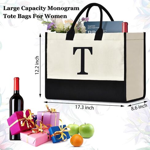 Gifts For Women Personalized Initial Tote Bag Birthday Gifts For Women Her Mom Teacher Friend Sister Christmas Gifts in Kuwait