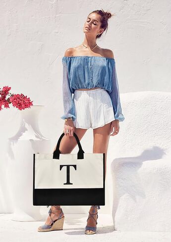 Gifts For Women Personalized Initial Tote Bag Birthday Gifts For Women Her Mom Teacher Friend Sister Christmas Gifts in Kuwait