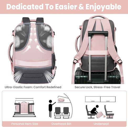 35L Travel Backpack | 180° All-Open Design | Multi-Pockets | Airline Approved Carry on |15.6 inch Laptop Compartment | USB Port |Perfect for Travel Business College Bookbags | For Men Women ,Black in Saudi Arabia