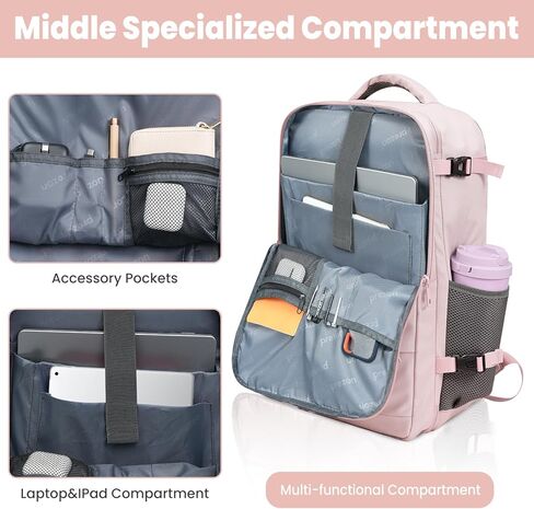 35L Travel Backpack | 180° All-Open Design | Multi-Pockets | Airline Approved Carry on |15.6 inch Laptop Compartment | USB Port |Perfect for Travel Business College Bookbags | For Men Women ,Black in Saudi Arabia