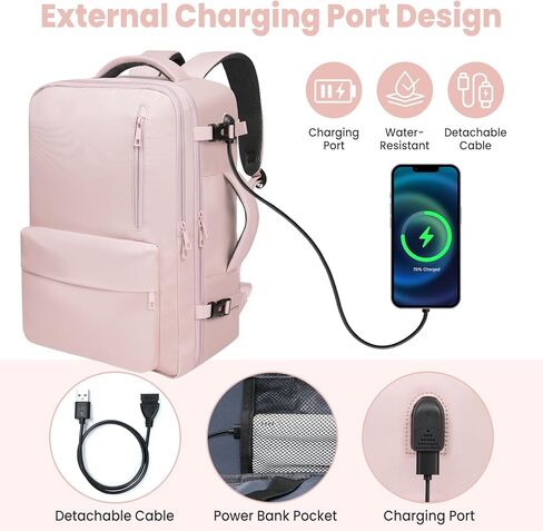 35L Travel Backpack | 180° All-Open Design | Multi-Pockets | Airline Approved Carry on |15.6 inch Laptop Compartment | USB Port |Perfect for Travel Business College Bookbags | For Men Women ,Black in Saudi Arabia