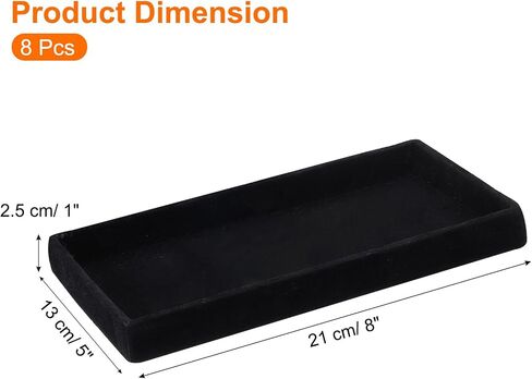 uxcell 8PCS Jewelry Organizer Tray Stackable, Wooden Jewelry Containers Velvet Drawer Organizer Inserts Holder for Earrings Necklaces Rings Bracelet (8" x 5" x 1" Black) in Saudi Arabia