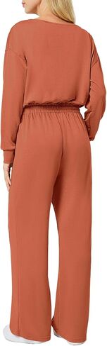 Casei Women's Off The Shoulder Wide Leg Jumpsuit with Long Sleeves and Pockets Dressy Casual Romper for Fall 2024 in Saudi Arabia