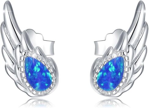Angel Wing Earrings for Women,925 Sterling Silver Opal and Moonstone Angel Earrings Studs Angel Jewelry Gift for Angel Lover in Saudi Arabia