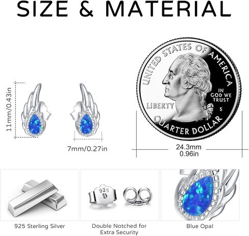 Angel Wing Earrings for Women,925 Sterling Silver Opal and Moonstone Angel Earrings Studs Angel Jewelry Gift for Angel Lover in Saudi Arabia