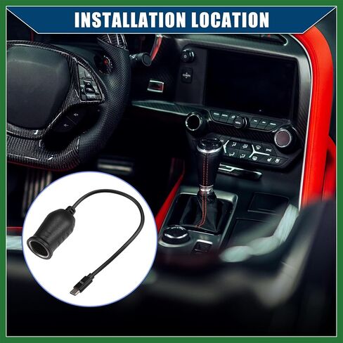 Motoforti 20V Cigarette Lighter Adapter/Interior USB Type C Male Cigarette Lighter Converter Cable for Car RV/Durable ABS Plastic 0.29m / 1 Pcs Black Long-lasting in Saudi Arabia