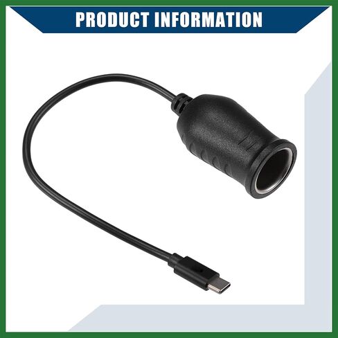 Motoforti 20V Cigarette Lighter Adapter/Interior USB Type C Male Cigarette Lighter Converter Cable for Car RV/Durable ABS Plastic 0.29m / 1 Pcs Black Long-lasting in Saudi Arabia