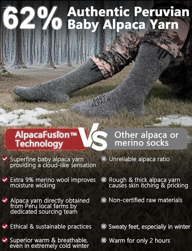 Alpaca Wool Heavyweight Thermal Boot Socks Winter Hunting Hiking Working Cold Weather Cushioned in Saudi Arabia