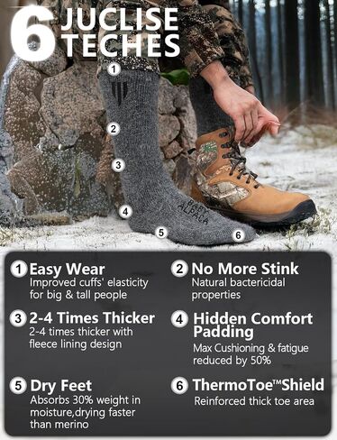 Alpaca Wool Heavyweight Thermal Boot Socks Winter Hunting Hiking Working Cold Weather Cushioned in Saudi Arabia