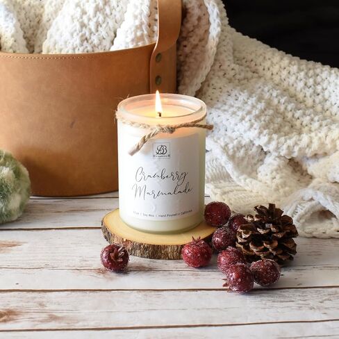 Winter & Fall Collection - Natural Soy Hand Poured Fragrant Candles, Frosted Jars with Bamboo Lid, Ideal for Home Decor & Relaxation, 90+ Hours Burn Time, 12oz (Sparkling Cranberry) in Saudi Arabia