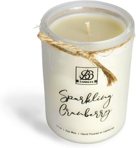 Winter & Fall Collection - Natural Soy Hand Poured Fragrant Candles, Frosted Jars with Bamboo Lid, Ideal for Home Decor & Relaxation, 90+ Hours Burn Time, 12oz (Sparkling Cranberry) in Saudi Arabia