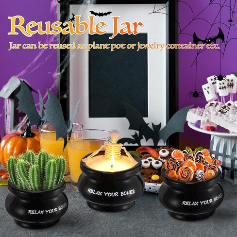 Halloween Decorations Skeleton Candle, Long Burning Soy Candle with Gothic Vintage Magic Skull Candlestick Ghost Bar Decor for Indoor Home Farmhouse Room Table Desk, Spooky Gift for Women Men in Saudi Arabia