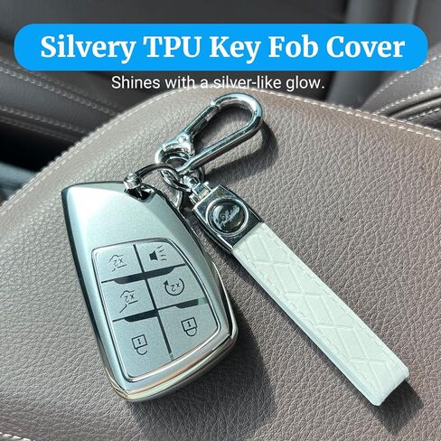for Chevy Key Fob Cover with Keychain, Soft TPU Full Protection Car Key Case Compatible with Chevy 2021 2022 2023 2024 2025 Tahoe Sierra Suburban GMC Yukon Denali Silverado, 5 Buttons, Gold in Kuwait