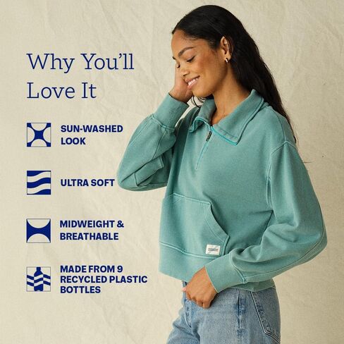 Fair Harbor The Saltaire Half-Zip –– Women's Contemporary Jacket –– Ultrasoft, Midweight, Relaxed Fit in Kuwait