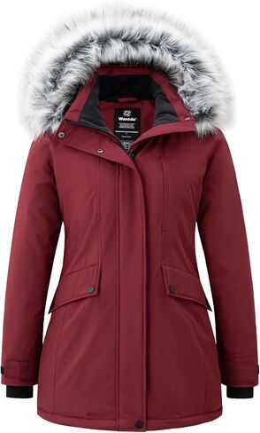 Wantdo Women's Down Jacket Water Resistant Warm Winter Parka Long Puffer Coat with Fur Hooded in Saudi Arabia