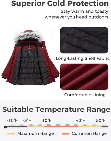 Wantdo Women's Down Jacket Water Resistant Warm Winter Parka Long Puffer Coat with Fur Hooded in Saudi Arabia