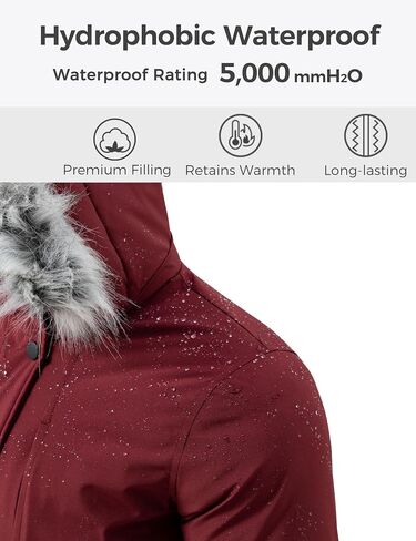 Wantdo Women's Down Jacket Water Resistant Warm Winter Parka Long Puffer Coat with Fur Hooded in Saudi Arabia