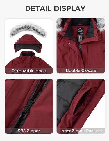 Wantdo Women's Down Jacket Water Resistant Warm Winter Parka Long Puffer Coat with Fur Hooded in Saudi Arabia