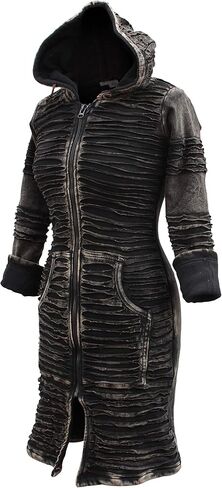 Shopoholic Fashion Womens Stonewashed Boho Hippie Gothic Long Jacket in Kuwait