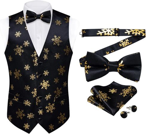 DiBanGu Mens Christmas Suit Vest Festive Xmas Dress Waistcoat and Bowtie Set Vacation Holiday Dress Vest for Tuxedo Party in Kuwait