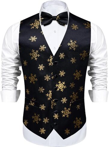 DiBanGu Mens Christmas Suit Vest Festive Xmas Dress Waistcoat and Bowtie Set Vacation Holiday Dress Vest for Tuxedo Party in Kuwait
