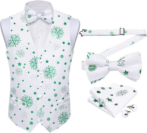 DiBanGu Mens Christmas Suit Vest Festive Xmas Dress Waistcoat and Bowtie Set Vacation Holiday Dress Vest for Tuxedo Party in Kuwait