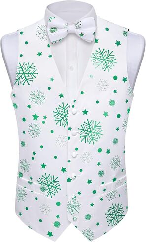 DiBanGu Mens Christmas Suit Vest Festive Xmas Dress Waistcoat and Bowtie Set Vacation Holiday Dress Vest for Tuxedo Party in Kuwait