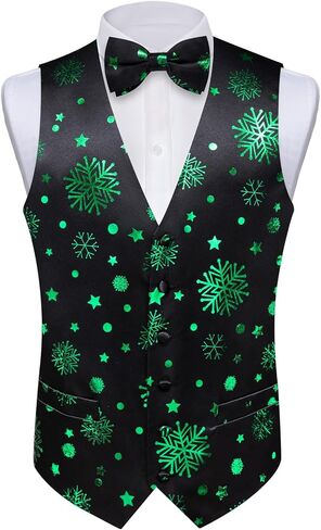 DiBanGu Mens Christmas Suit Vest Festive Xmas Dress Waistcoat and Bowtie Set Vacation Holiday Dress Vest for Tuxedo Party in Kuwait