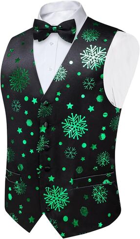 DiBanGu Mens Christmas Suit Vest Festive Xmas Dress Waistcoat and Bowtie Set Vacation Holiday Dress Vest for Tuxedo Party in Kuwait