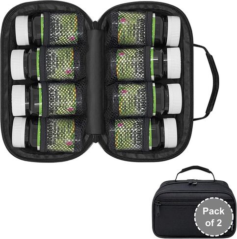 Small Pill Bottle Organizer for Travel, Medicine Bag, Carrier for Prescription Medications - Black in Saudi Arabia