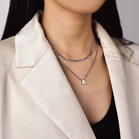 CANDYFANCY Initial Necklace 925 Sterling Silver Letter Pendant Personalized 26 Alphabet Necklace for Women Men A-Z in Kuwait