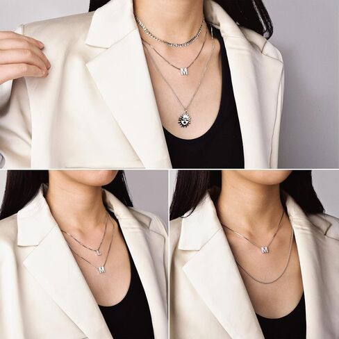 CANDYFANCY Initial Necklace 925 Sterling Silver Letter Pendant Personalized 26 Alphabet Necklace for Women Men A-Z in Kuwait