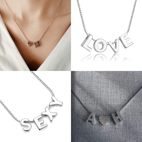 CANDYFANCY Initial Necklace 925 Sterling Silver Letter Pendant Personalized 26 Alphabet Necklace for Women Men A-Z in Kuwait