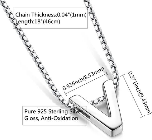 CANDYFANCY Initial Necklace 925 Sterling Silver Letter Pendant Personalized 26 Alphabet Necklace for Women Men A-Z in Kuwait