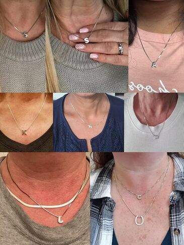 CANDYFANCY Initial Necklace 925 Sterling Silver Letter Pendant Personalized 26 Alphabet Necklace for Women Men A-Z in Kuwait