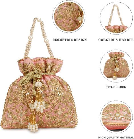 LONGING TO BUY Potli Bags with Golden Embrodiery, Polti Clutch For Wedding, Evening Function in Saudi Arabia