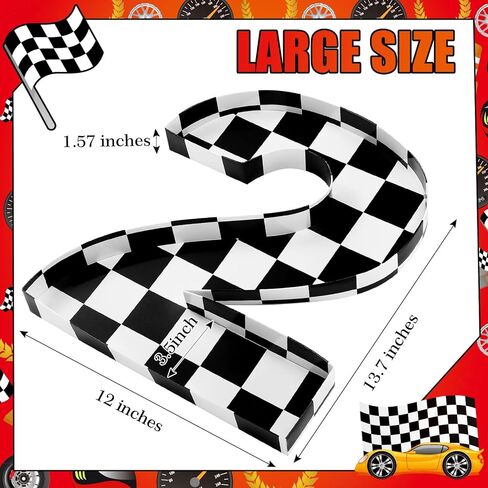 Mifoci 13.7" Race Car Cardboard Fillable Number Box for Charcuterie Fast Birthday Party Decor 1st 2nd 3rd 5th Number Shaped Box Black and White Checkered Snack Paper Mache Tray for Party Supplies (1) in Kuwait