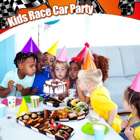 Mifoci 13.7" Race Car Cardboard Fillable Number Box for Charcuterie Fast Birthday Party Decor 1st 2nd 3rd 5th Number Shaped Box Black and White Checkered Snack Paper Mache Tray for Party Supplies (1) in Kuwait
