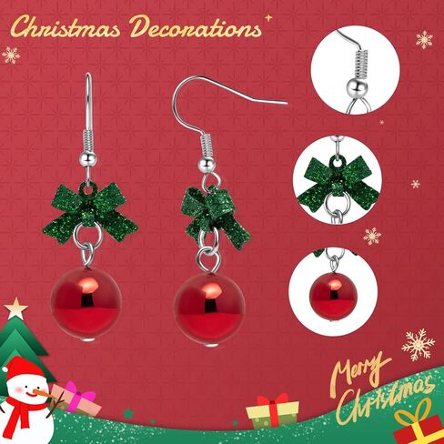 Artlunar Christmas Earrings-Xmas Holiday Dangle Earrings for Women Christmas Tree Snowflake Bow Bells Earrings Christmas Accessory in Kuwait