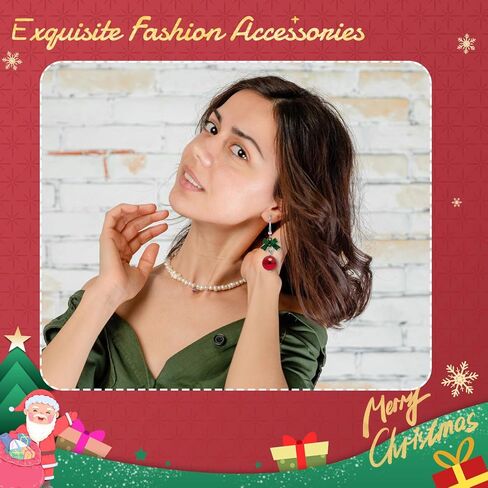 Artlunar Christmas Earrings-Xmas Holiday Dangle Earrings for Women Christmas Tree Snowflake Bow Bells Earrings Christmas Accessory in Kuwait