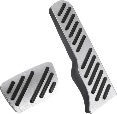 Motoforti Brake and Accelerator Pedal Covers, for Chevrolet Camaro 2016-2023, Metal, Black Silver Tone, 1 Set in Saudi Arabia