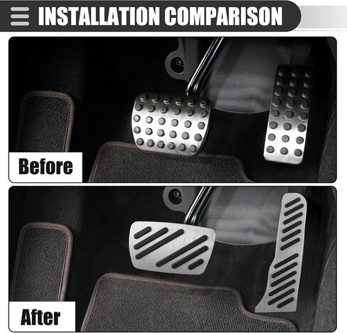 Motoforti Brake and Accelerator Pedal Covers, for Chevrolet Camaro 2016-2023, Metal, Black Silver Tone, 1 Set in Saudi Arabia