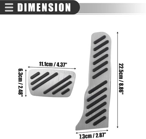 Motoforti Brake and Accelerator Pedal Covers, for Chevrolet Camaro 2016-2023, Metal, Black Silver Tone, 1 Set in Saudi Arabia