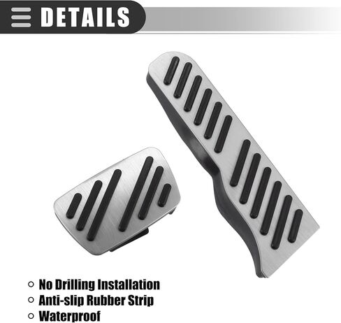 Motoforti Brake and Accelerator Pedal Covers, for Chevrolet Camaro 2016-2023, Metal, Black Silver Tone, 1 Set in Saudi Arabia