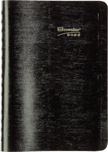 Brownline 2024 Essential Daily/Monthly Planner, Appointment Book, 12 Months, January to December, Twin-Wire Binding, 8" x 5", Black (CB634W.BLK-24) in Saudi Arabia