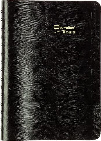 Brownline 2024 Essential Daily/Monthly Planner, Appointment Book, 12 Months, January to December, Twin-Wire Binding, 8" x 5", Black (CB634W.BLK-24) in Saudi Arabia