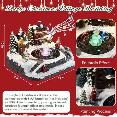 34 PCS Large Christmas Village Sets Christmas Train Village Houses Building Battery Operated Christmas Figurine Accessories Town Building Collection for Xmas Tree Room Decor and Display in Saudi Arabia